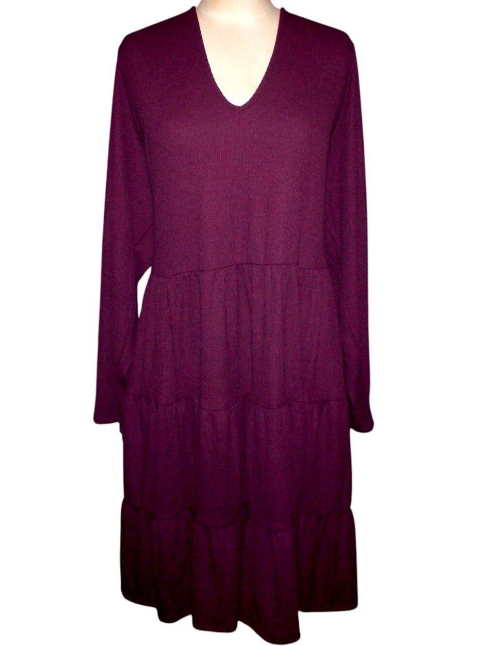 NWT Torrid Waffle V-Neck Tiered Mini Dress Potent Purple Women's Size 4 4X 26